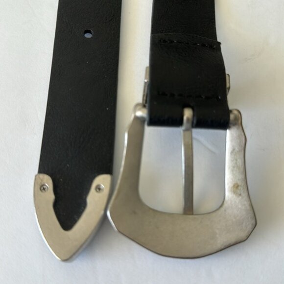 Topshop western buckle belt in sliver and black M-L - Picture 12 of 12
